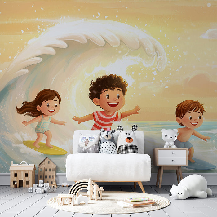 Papel pintado infantil | Aventura de surf soleado