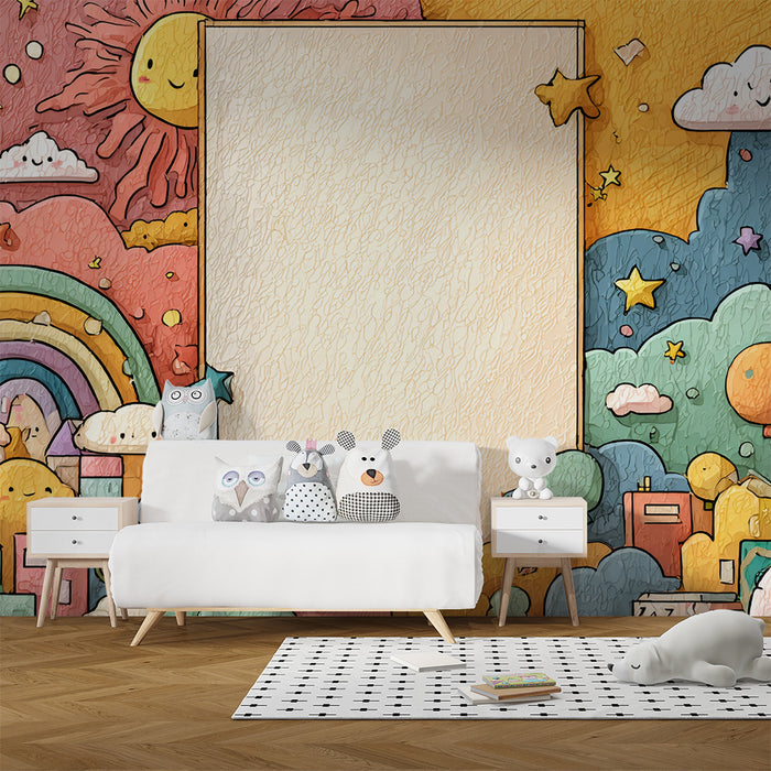 Regnbuetapet | Farverig børneillustration