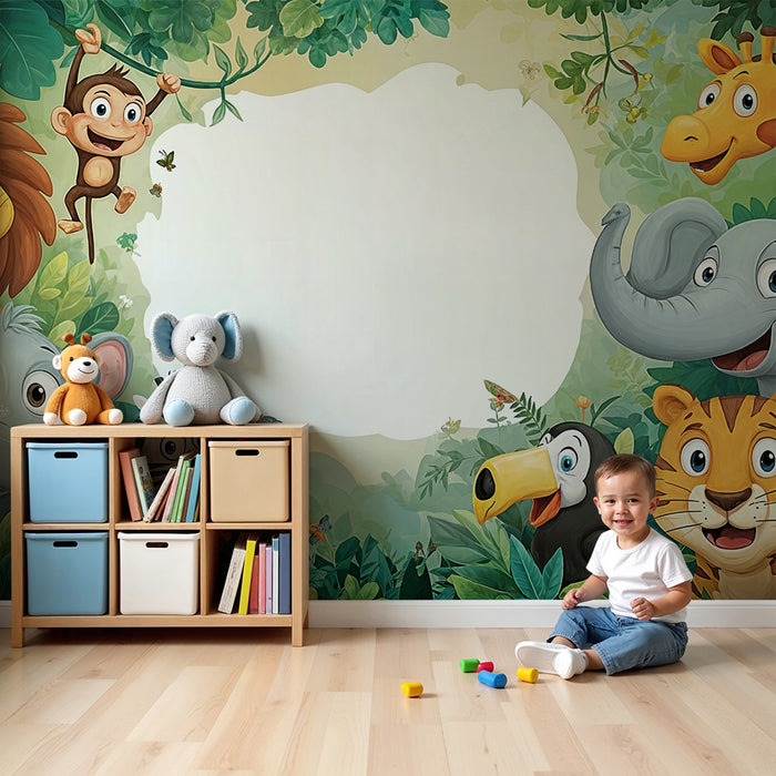 Papel de parede selva crianças | Animais divertidos