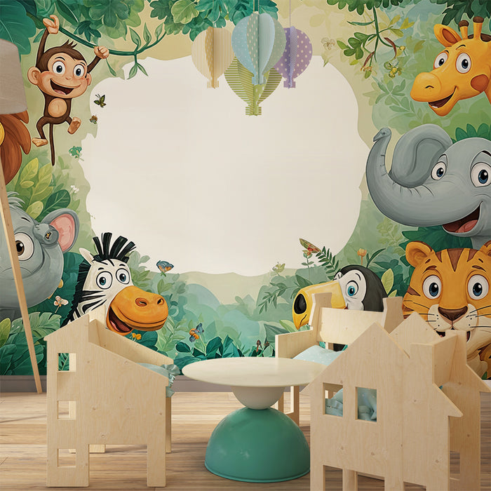 Papel de parede selva crianças | Animais divertidos