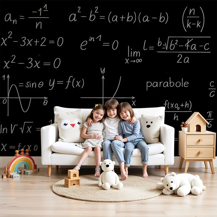 Lastenhuoneen tapetti | Mustavalkoiset matemaattiset kaavat