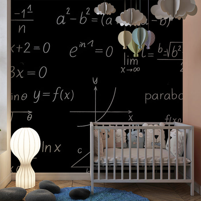 Lastenhuoneen tapetti | Mustavalkoiset matemaattiset kaavat