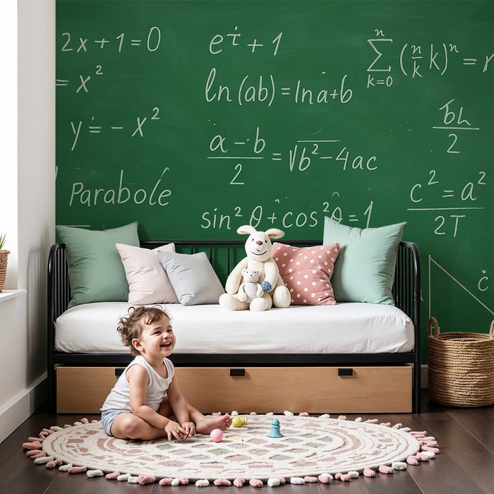 Lastenhuoneen tapetti | Matemaattiset kaavat vihreällä taululla