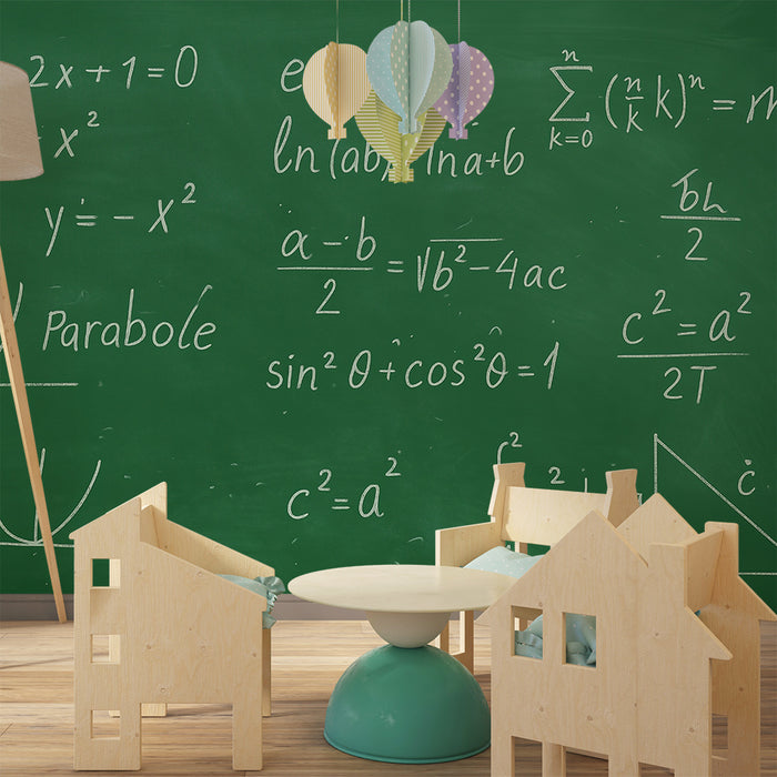 Lastenhuoneen tapetti | Matemaattiset kaavat vihreällä taululla