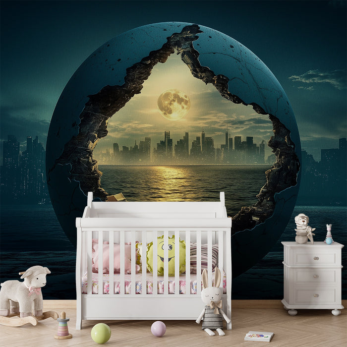 Lastenhuoneen tapetti | Fantastinen maailma ja futuristinen kaupunki