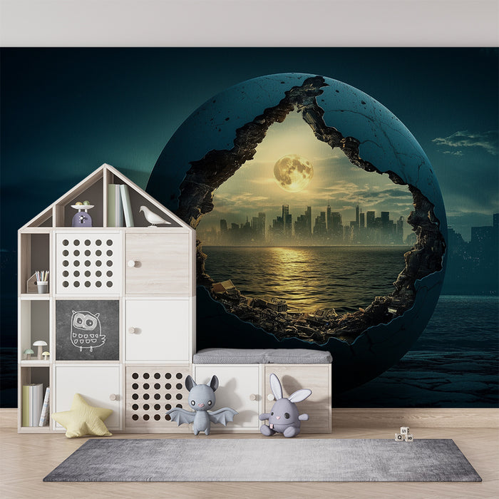 Lastenhuoneen tapetti | Fantastinen maailma ja futuristinen kaupunki