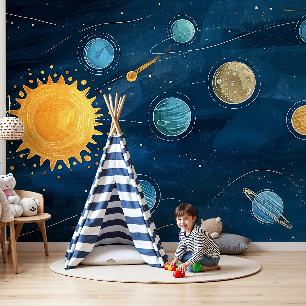 Kids room wallpaper | Space exploration and colorful planets — Kids Wall