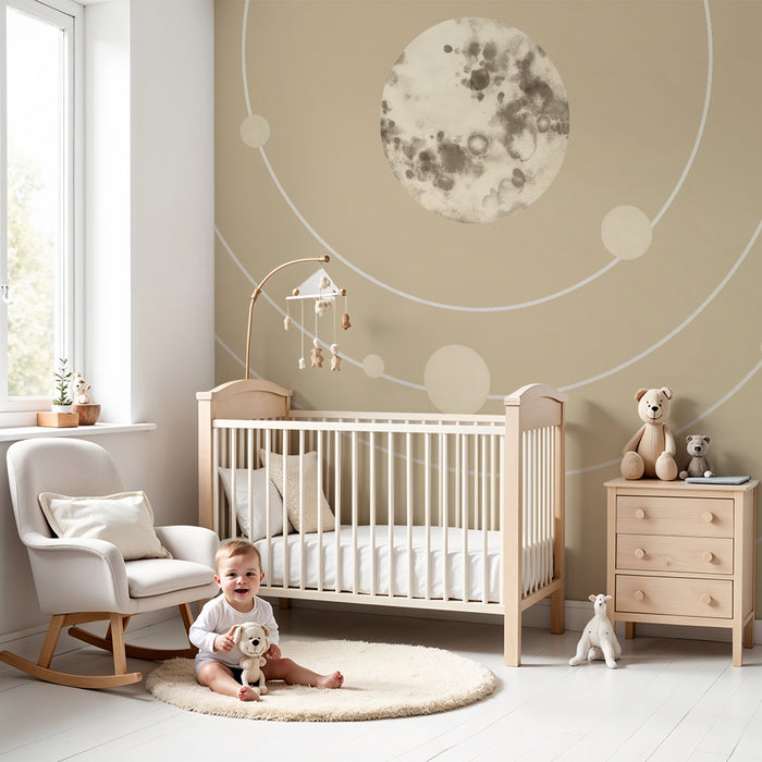 Lastenhuoneen tapetti | Minimalistinen aurinkokuntajärjestelmä