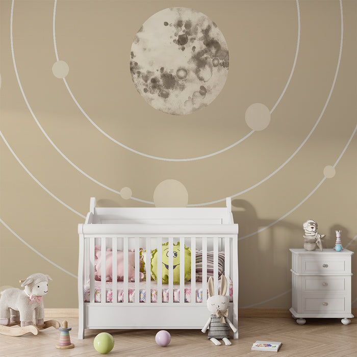 Lastenhuoneen tapetti | Minimalistinen aurinkokuntajärjestelmä