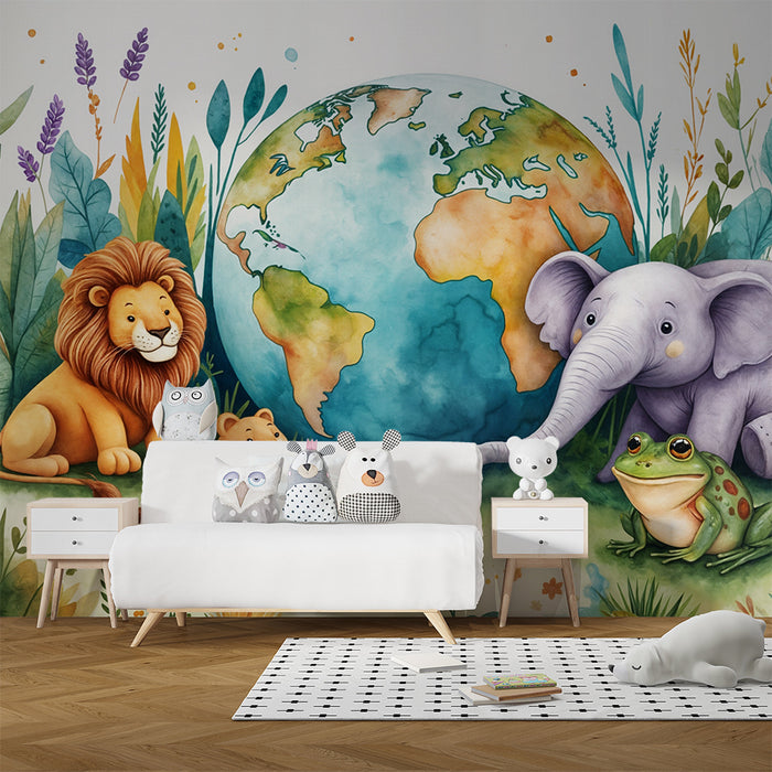 Papier peint animaux de la jungle | Illustration éducative et colorée