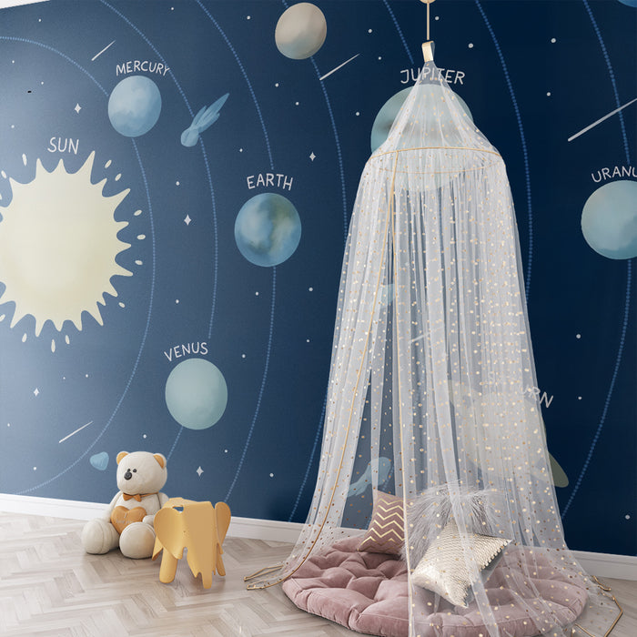 Lastenhuoneen tapetti | Aurinkokunta ja planeetat