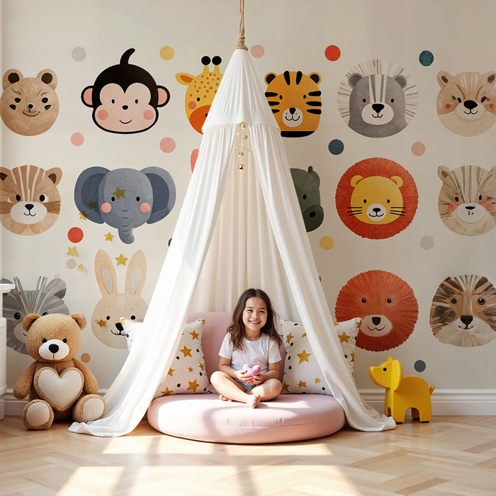 Papier peint animaux | Décor ludique pour chambre d'enfant
