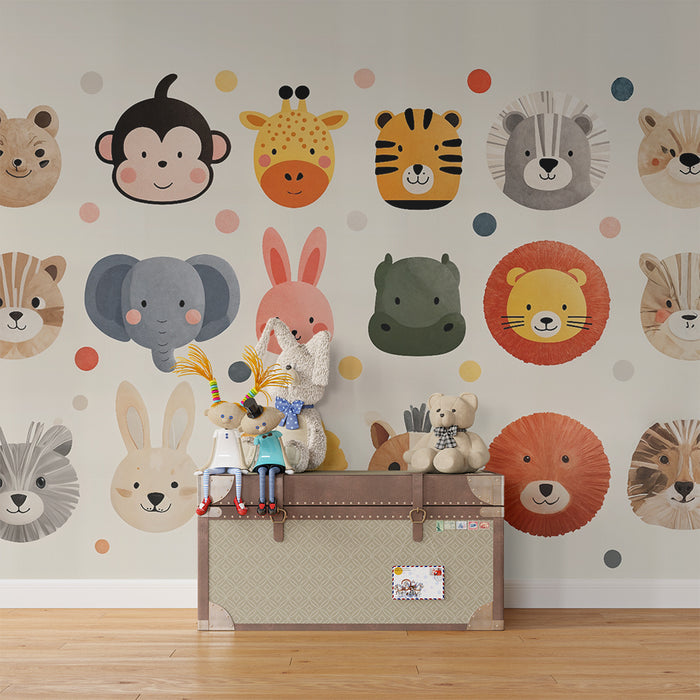 Papier peint animaux | Décor ludique pour chambre d'enfant
