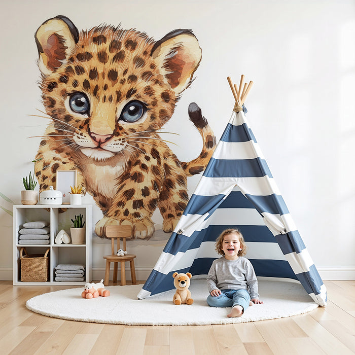 Lastenhuoneen tapetti | Söpö pieni leopardi