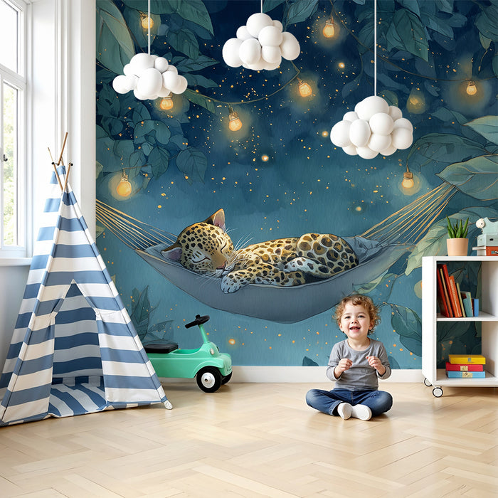 Tapet s's zaspali leopard | Zvezdena i umirashcha nosht