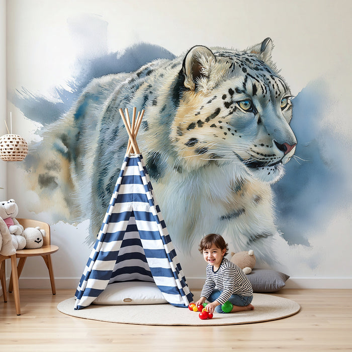 Papier peint chambre enfant | Léopard des neiges majestueux