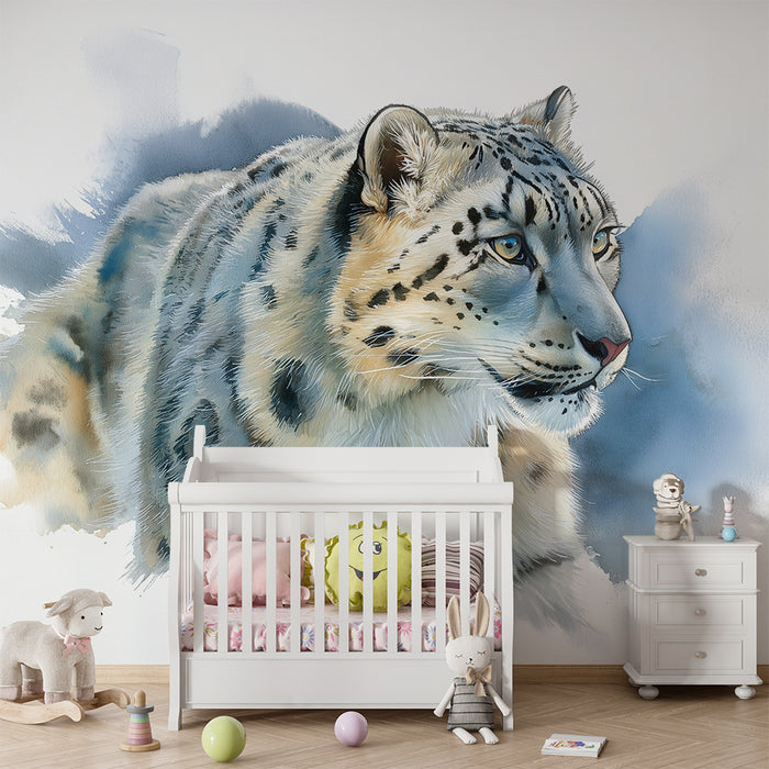 Papier peint chambre enfant | Léopard des neiges majestueux