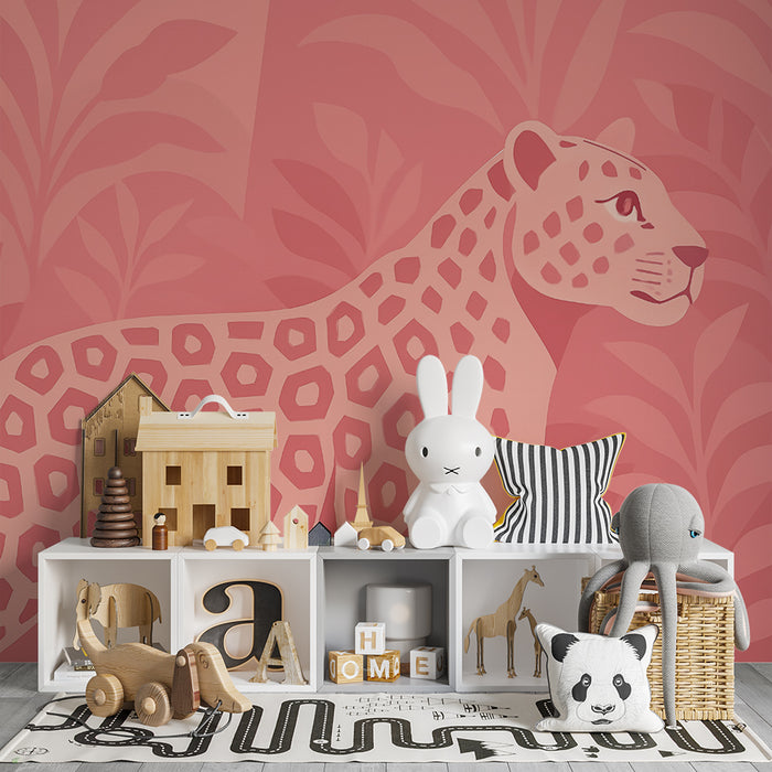 Papier peint chambre enfant | Motif léopard rose