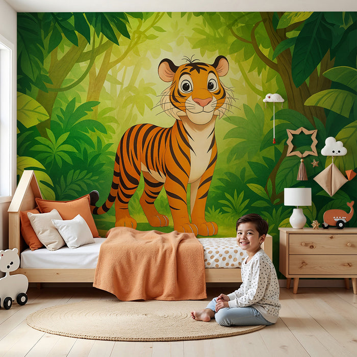 Papel pintado selva | Tigre lindo en el bosque