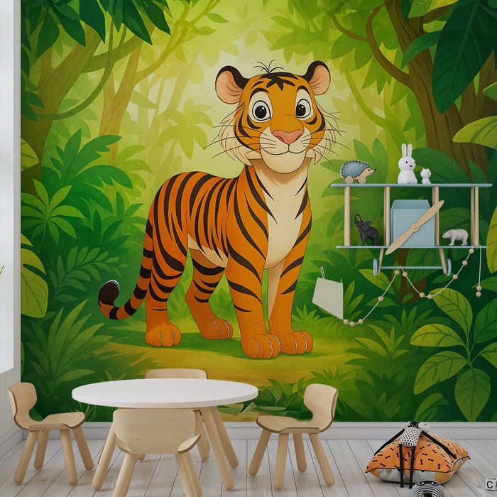 Papel pintado selva | Tigre lindo en el bosque