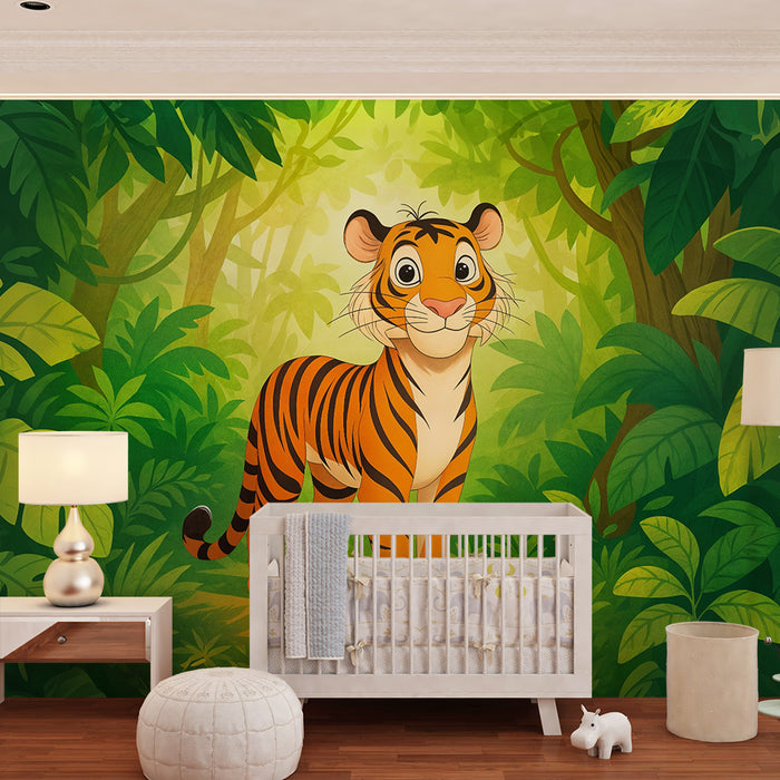 Papel pintado selva | Tigre lindo en el bosque