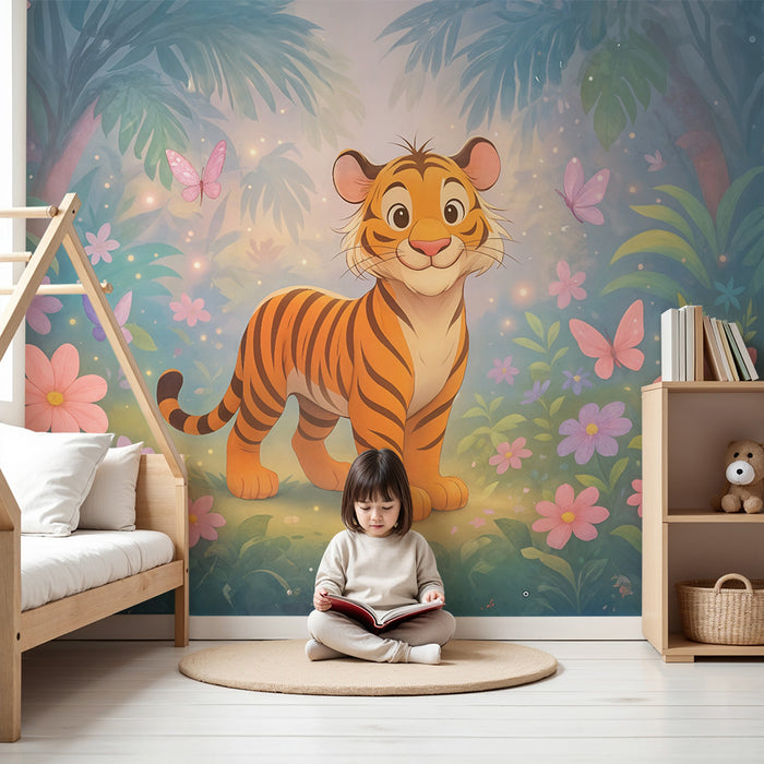 Papier peint tigre magique | Décor féerique pour enfants