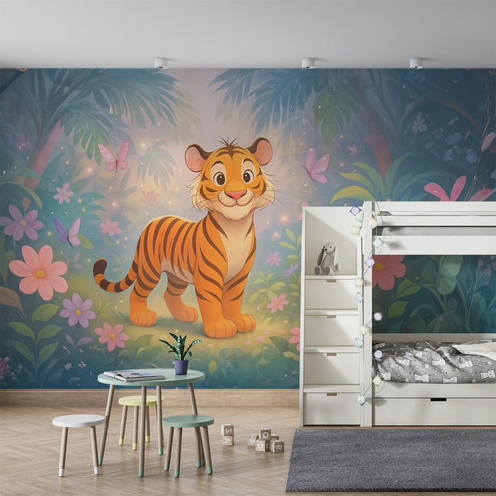 Papier peint tigre magique | Décor féerique pour enfants