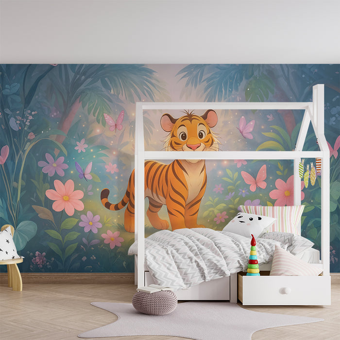 Papier peint tigre magique | Décor féerique pour enfants