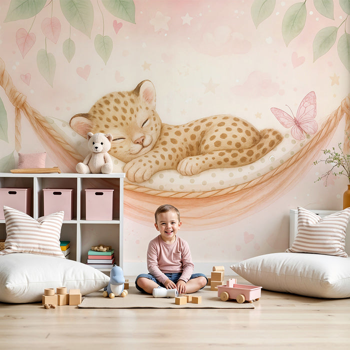 Papier peint bébé léopard | Rêverie douce et charmante