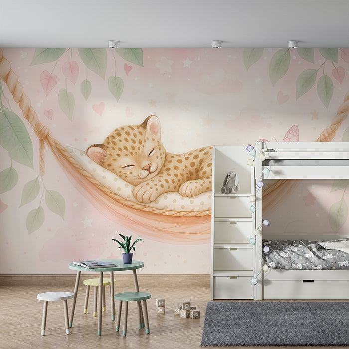 Papier peint bébé léopard | Rêverie douce et charmante