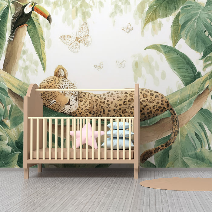 Dschungeltapete | Leopard und Tukan