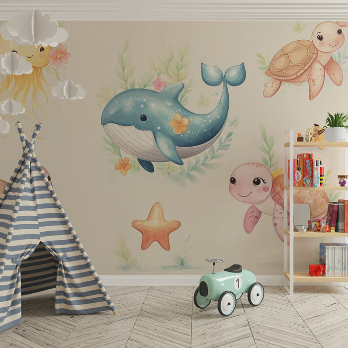 Nursery room wallpaper | Enchanted underwater world
