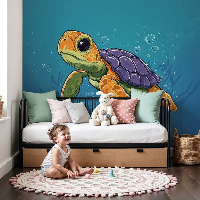 Tapet kornjača | Ilustracija šarene morske kornjače