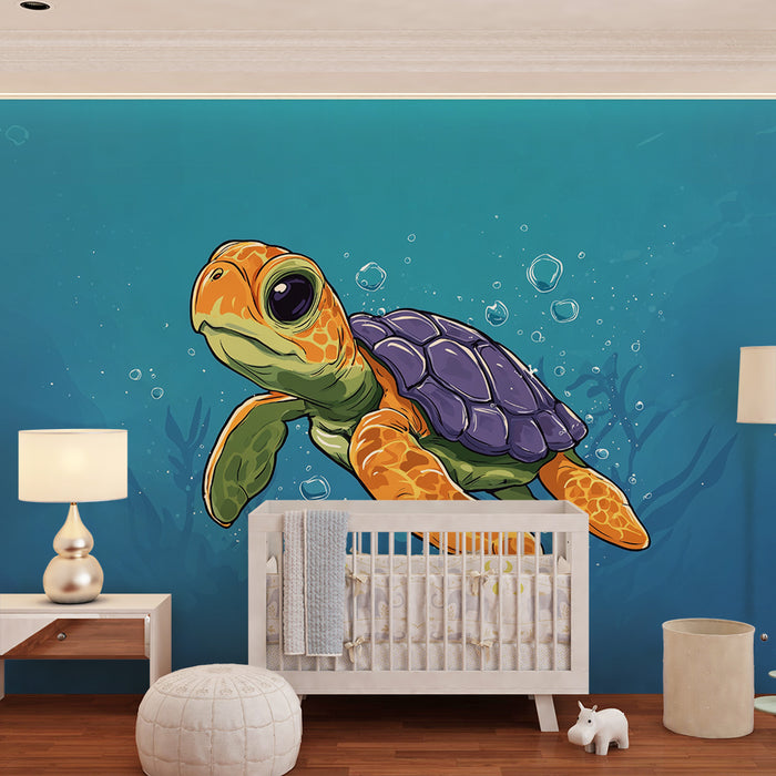 Tapet kornjača | Ilustracija šarene morske kornjače