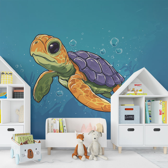 Tapet kornjača | Ilustracija šarene morske kornjače