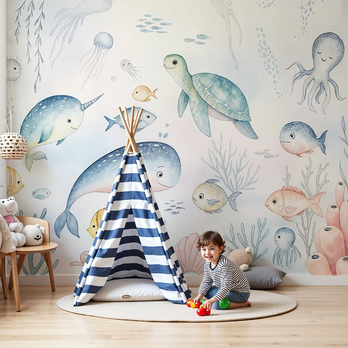 Paberitapet ookean | Värvilised merealused illustratsioonid