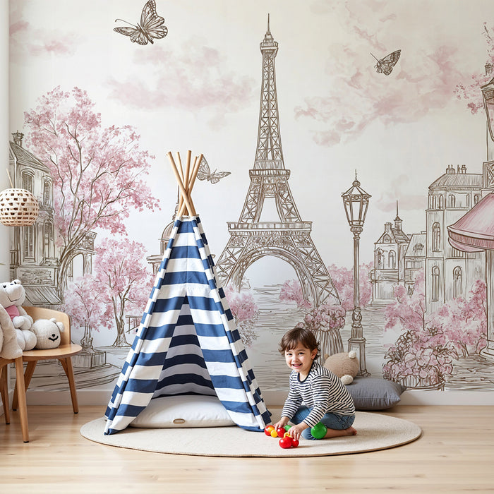 Papier peint Pariz | Romantična ružičasta scena