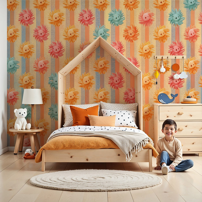 Tapet barnerom | Sprudlende skapninger og pastellstriper