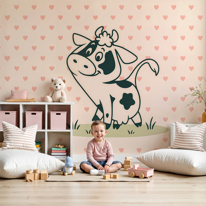 Børneværelse tapet sød ko | Børnevenligt og legende design