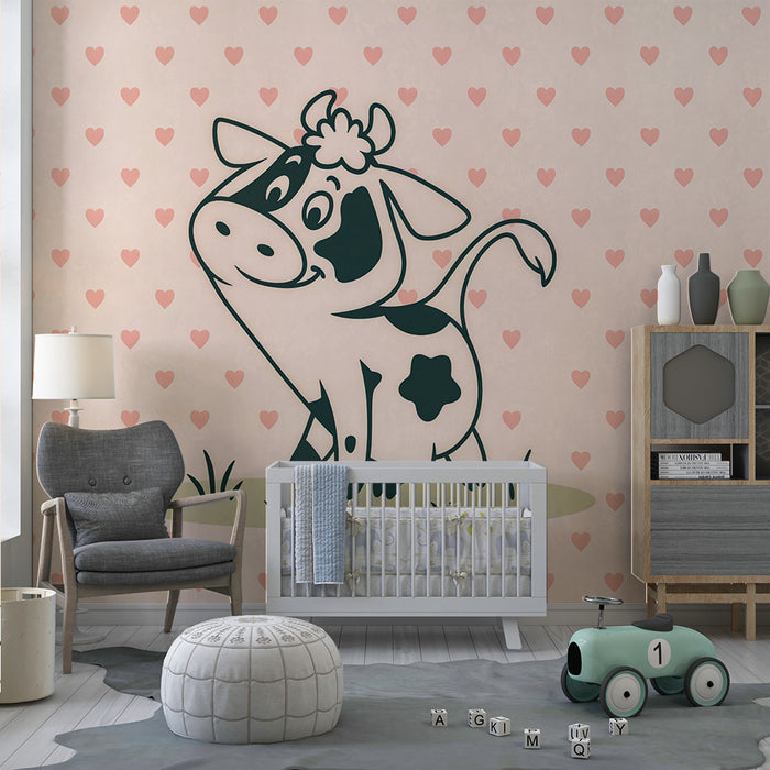 Børneværelse tapet sød ko | Børnevenligt og legende design