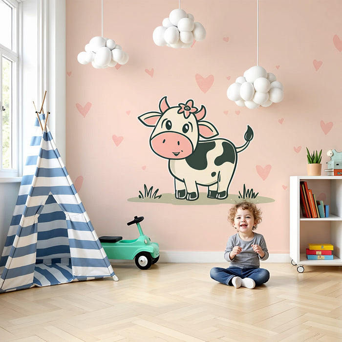 Sødt ko tapet | Sød tegning med hjerter
