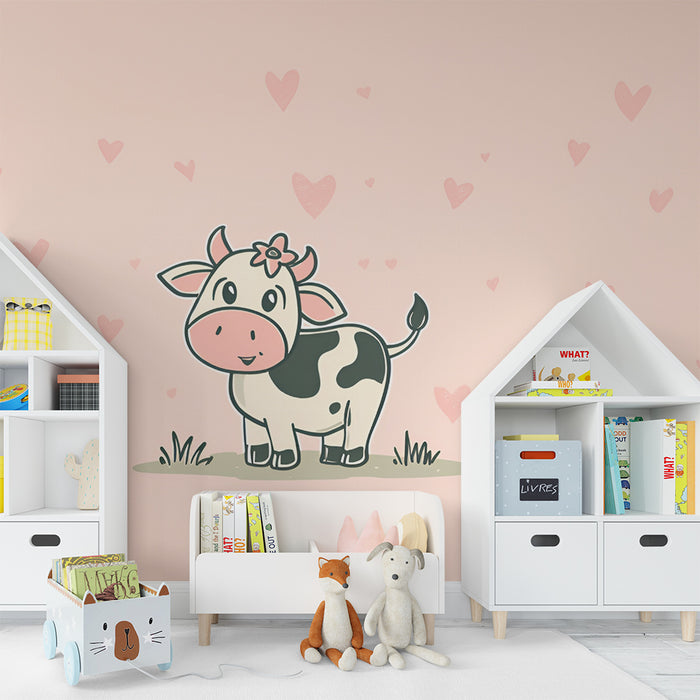 Sødt ko tapet | Sød tegning med hjerter