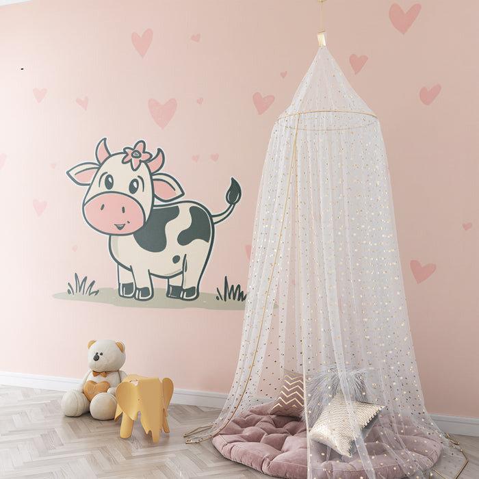 Sødt ko tapet | Sød tegning med hjerter