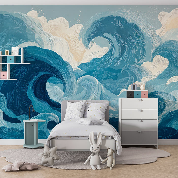 Paberitapet ookean | Sinised kunstilised lained