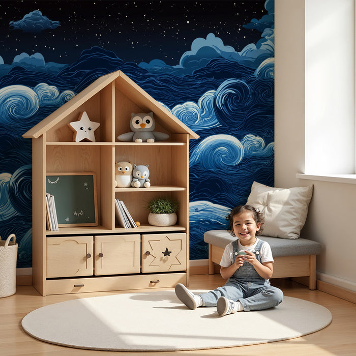 Barntapet | Vågor och stjärnhimmel