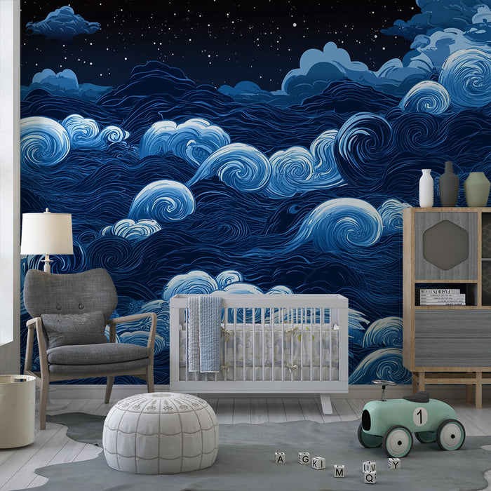 Barntapet | Vågor och stjärnhimmel
