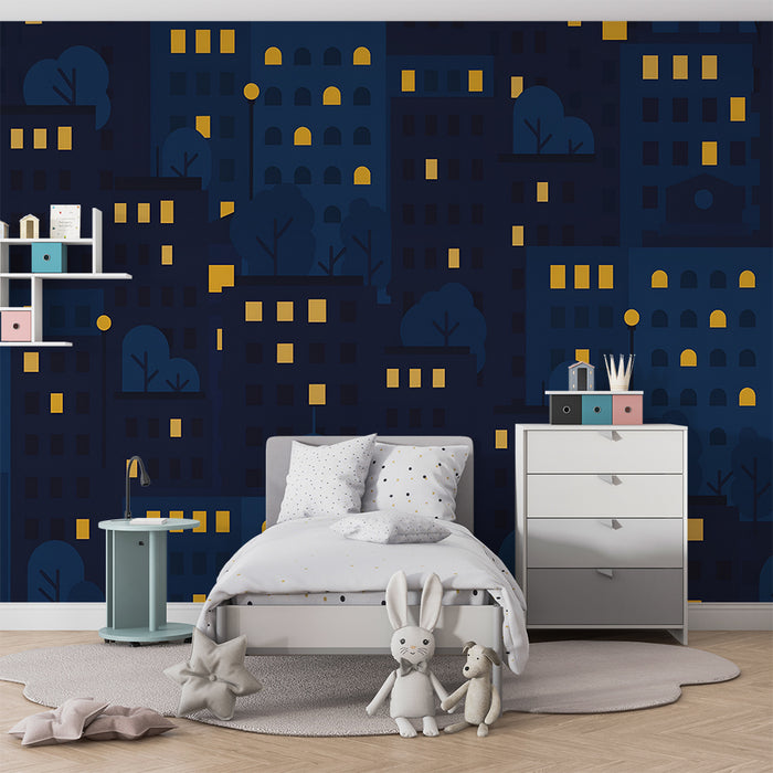 Lastenhuoneen tapetti | Valaistu yökaupunki