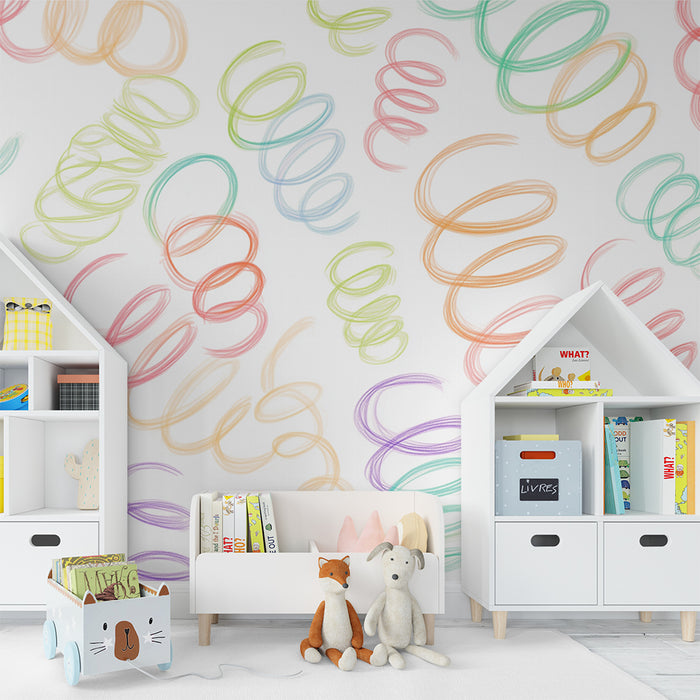 Lastenhuoneen tapetti | Iloiset moniväriset spiraalit