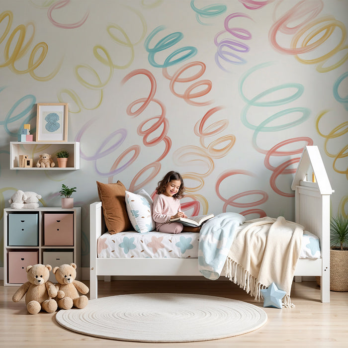 Papel pintado infantil | Espirales coloridas alegres