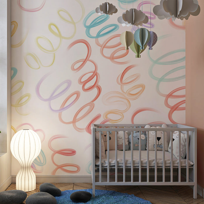 Papel pintado infantil | Espirales coloridas alegres